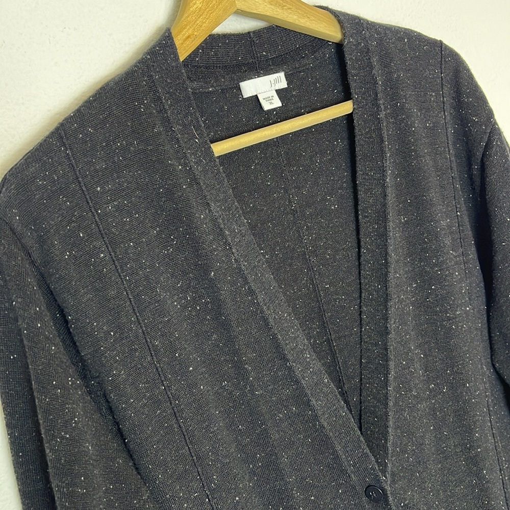 J Jill Cotton linen speckle grandpa long cardigan XL - Picture 3 of 8